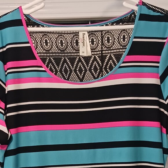 #344 3/$18 - b&b Boutique Pink/Black Short Sleeve Top Size 2X - Picture 5 of 5